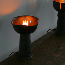Load image into Gallery viewer, A handmade modern minimalist ceramic lamp by Hong Kong artist Clara, showcased in a local pottery shop. Featuring clean lines and simple design, it complements contemporary home decor. 手工製作的現代簡約陶瓷燈,由香港陶藝家Clara設計,線條簡潔,適合現代家居。