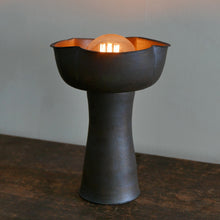 Load image into Gallery viewer, A handmade modern minimalist ceramic lamp by Hong Kong artist Clara, showcased in a local pottery shop. Featuring clean lines and simple design, it complements contemporary home decor. 手工製作的現代簡約陶瓷燈,由香港藝術家Clara設計,線條簡潔,適合現代家居。