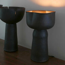 Load image into Gallery viewer, A handmade modern minimalist ceramic lamp by Hong Kong artist Clara, showcased in a local pottery shop. Featuring clean lines and simple design, it complements contemporary home decor. 手工製作的現代簡約陶瓷燈,由香港藝術家Clara設計,線條簡潔,適合現代家居。